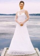 Вязанное свадебное платье крючком на подкладе