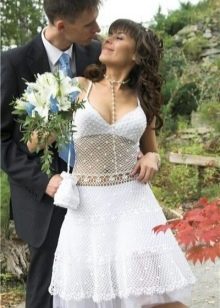 Вязанное кружевное свадебное платье крючком