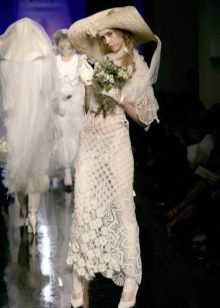 Платье свадебное вязанное крючком дизайнерское