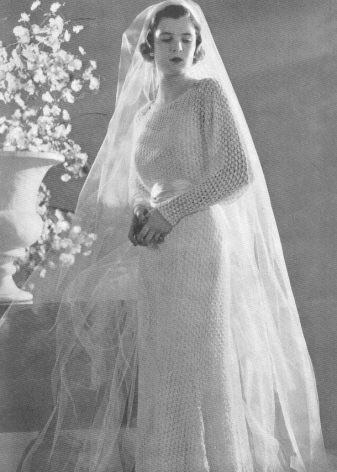 Винтажное вязаное свадебное платье