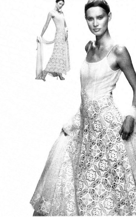 Вязаное свадебное платье крючком из журнала
